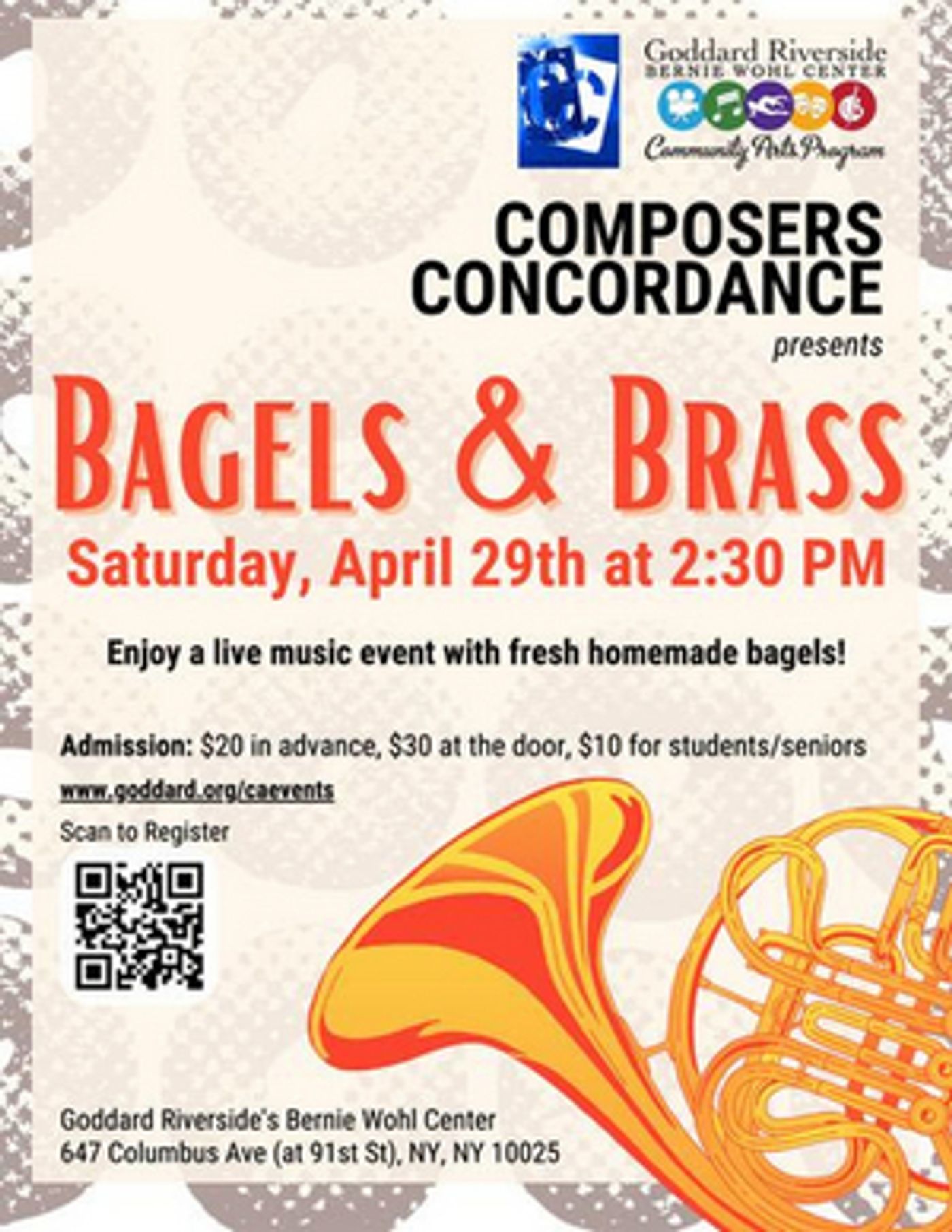 Composers Concordance Presents BAGELS & BRASS This April  Image