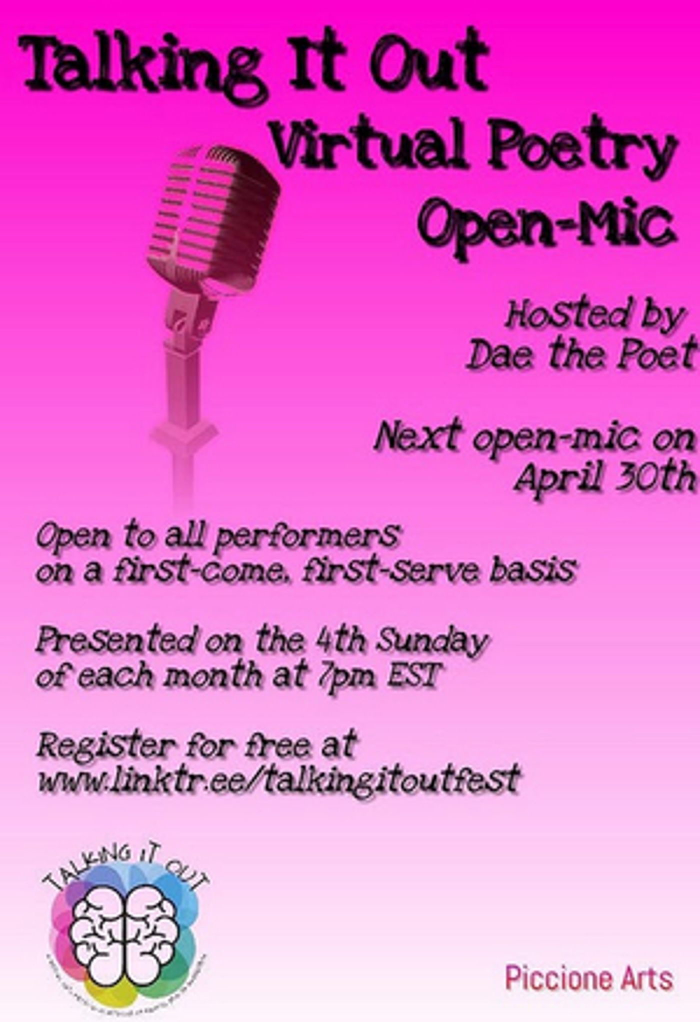 TALKING IT OUT FEST to Host Virtual Poetry Open-Mic Tonight  Image
