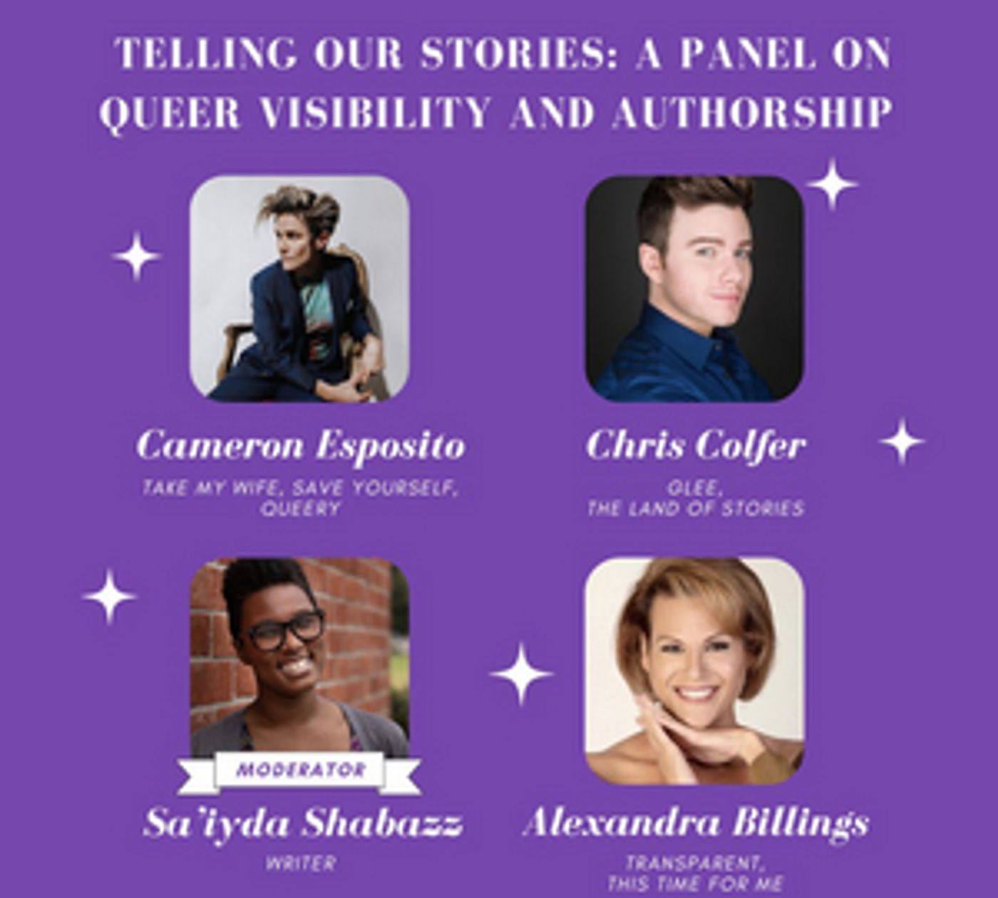 Chris Colfer, Cameron Esposito, And Alexandra Billings Will Participate In A Virtual Panel On Queer Visibility And Authorship  Image