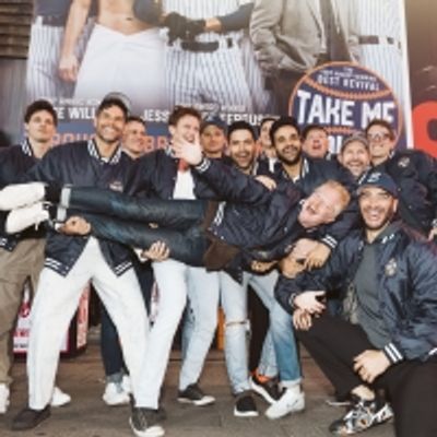 Photos &amp; Video: The Cast of TAKE ME OUT Visits New Billboard in Times Square