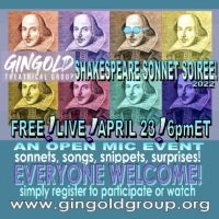 Gingold Theatrical Group to Celebrate Shakespeare's Birthday with SHAKESPEARE SONNET…