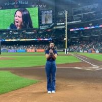 Photos: LEND ME A SOPRANO's Mia Pinero Performs the National Anthem at Astros vs…