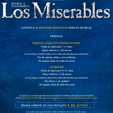 CASTING CALL: LOS MISERABLES convoca audiciones infantiles para su próximo estreno e