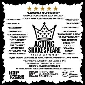 ACTING SHAKESPEARE: AN AMERICAN ODYSSEY to Open at Irvington Shakespeare Company