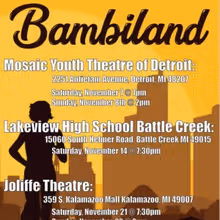 BAMBILAND to Tour Detroit, Battle Creek & Kalamazoo in November