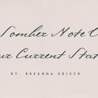 Student Blog: A Somber Note on Our Current State