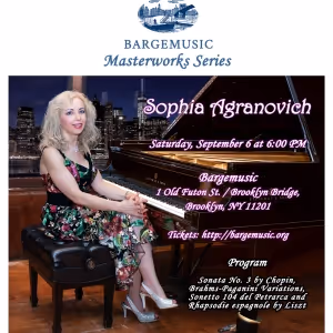Sophia Agranovich to Play Concert on the Water at Bargemusic