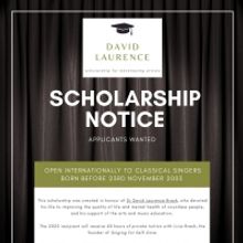 Inaugural David Laurence Scholarship for Developing Artists Announced