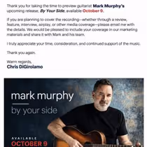 Mark Murphy Releases BY YOUR SIDE Album