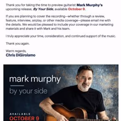 Mark Murphy Releases BY YOUR SIDE Album