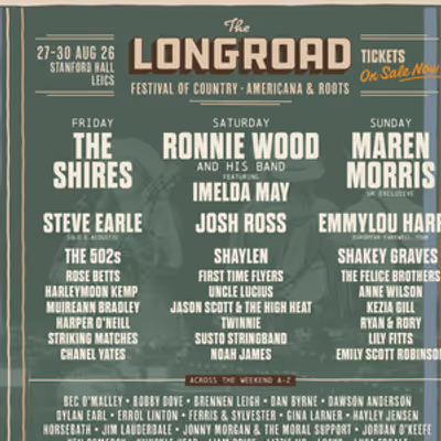 THE LONG ROAD FESTIVAL Taps Ronnie Wood to Headline Saturday Lineup