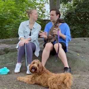 Exclusive: Natasha Hodgson & Jak Malone Cuddle up with Their Broadway Pets, Sydney &…
