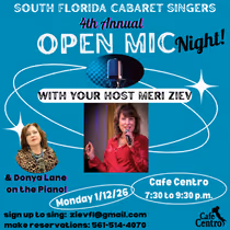 South Florida Cabaret Singers Will Sing in the New Year With 4th Annual Open Mic Night