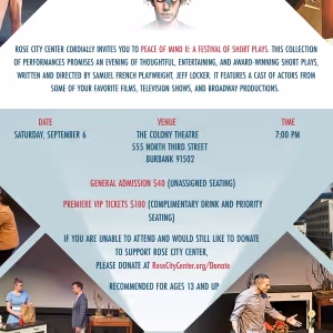 PEACE OF MIND II: A FESTIVAL OF SHORT PLAYS to Take the Stage at The Colony Theatre