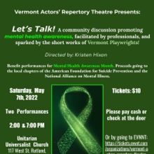 Vermont Actors' Repertory Theatre Presents Community Benefit For Mental Health Awaren