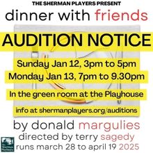 The Sherman Players to Hold Auditions for DINNER WITH FRIENDS by Donald Margulies