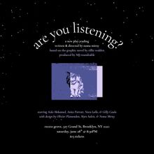 ARE YOU LISTENING? Workshop Reading to Take Place At Recess Grove