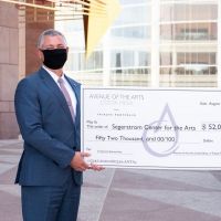 Avenue Of The Arts Costa Mesa Hotel Presents Large Check To Support Online Arts…