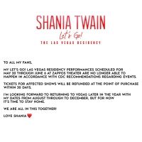 Shania Twain Cancels Las Vegas Residency Dates in May & June