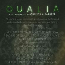 QUALIA Reading Will Take Place at Open Jar Studios