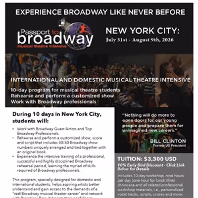 Feature: PASSPORT TO BROADWAY Opens Enrollment for Summer 2026 Course