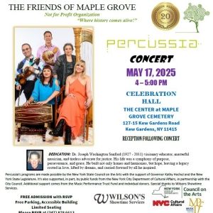 Percussia to Present ESSENTIAL FOODS Concert At Maple Grove Cemetery's Celebration…