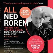 The New York Virtuoso Singers Perform ALL NED ROREM – A 100th Birthday Tribute
