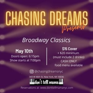 Chasing Dreams to Return With BROADWAY CLASSICS at Don't Tell Mama This Month
