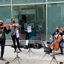 VIDEO: Met Orchestra Musicians Play Near Polling Station by Lincoln Center