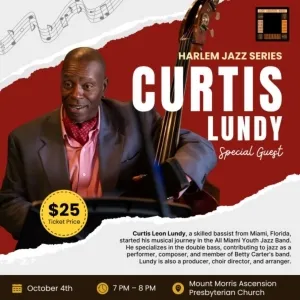 Curtis Lundy to Perform at Mount Morris Ascension Presbyterian Church
