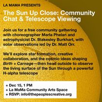 La MaMa Experimental Theatre Club to Present The Sun Up Close: Community Chat & Telescope Viewing