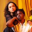 Photo: Francesca Amewudah-Rivers and Nadi Kemp-Sayfi in TENDER at the Bush Theatre Photo