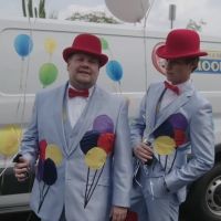 VIDEO: Watch James Corden & Eddie Redmayne Deliver Singing Telegrams