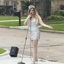 VIDEO: Houston Musician Delivers Singing Telegrams as 'Queen COVID', 'Princess Corona