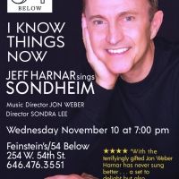 I KNOW THINGS NOW: JEFF HARNAR SINGS SONDHEIM To Premiere November 10 at…