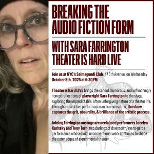 Sara Farrington’s THEATER IS HARD LIVE Will Be Presented At The Salmagundi Club