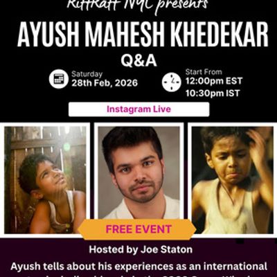 RiffRaff NYC To Host Live Instagram Q&amp;A With Ayush Mahesh Khedekar