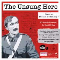 THE UNSUNG HERO By David Gilna Will Be Streamed at The Irish Cultural Centre of New…