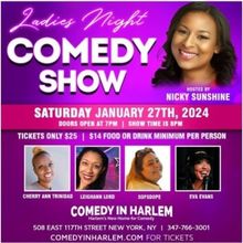Comic Nicky Sunshine Hosts Ladies Night Showcase @ Comedy in Harlem Next Week