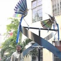 Artist Bernard Stanley Hoyes Delivers Symbolic Spiral Steel Sculpture To Jamaica…