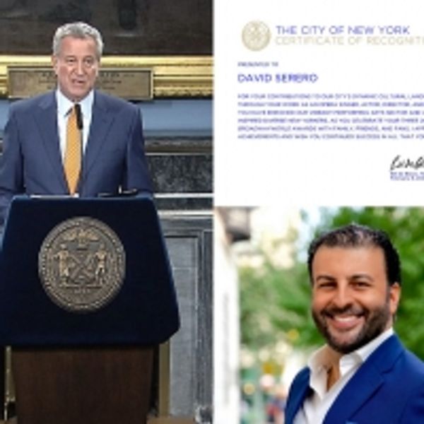 Bill De Blasio Awards David Serero With The Certificate Of Recognition From The City  Photo