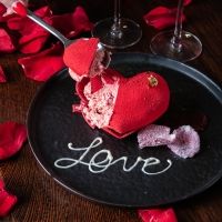Enjoy The Decadent Heart Shaped Petit Gateaux Dessert For Valentine's Day At…