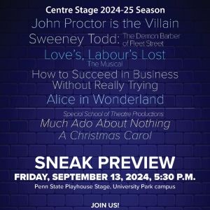 SWEENEY TODD, HOW TO SUCCEED & More Set for Penn State Centre Stage 2024-25 Season
