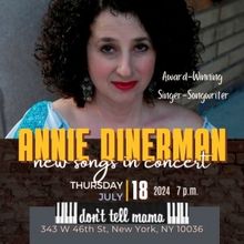 Award-Winning Songwriter Annie Dinerman Returns to Don't Tell Mama This Month