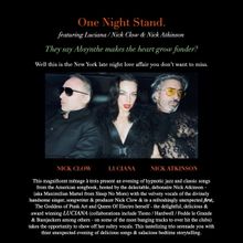 Luciana, Nick Clow & Nick Atkinson to Present ONE NIGHT STAND At The McKittrick Hotel