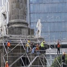 Inicia Colocación De Andamio Para La Rehabilitación Estructural De LaColumna De La 