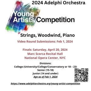 Applications Now Open for Adelphi Orchestra's 20th Annual Young Artist Competition