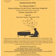LA MUSICA DOLCE Presents The Italian Influence In The Great American Songbook