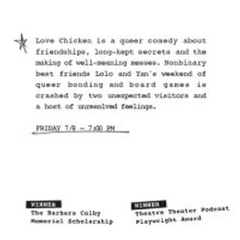 Award-Winning LOVE CHICKEN, A Nonbinary Love Story, Extended At The Hollywood Fringe!