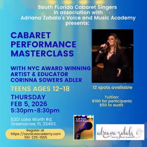 South Florida Cabaret Singers to Host Teen Master Class with Corinna Sowers Adler
